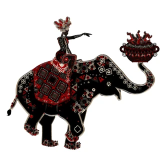 Muursticker Metallic Elephant Ride 