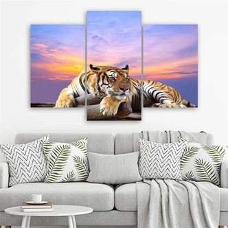 Leinwandbild 3-teilig, Tiger Wild Tiere 