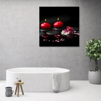 Leinwandbild, Rote Kerzen Zen Stones 