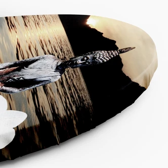 Ronde canvas foto Boeddha tegen de achtergrond van de ondergaande zon 