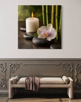 Leinwandbild Steine Bambus Orientalisch Leinwandbild Steine Bambus Orientalisch