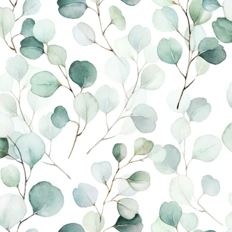 Självhäftande tapet i grön blommig look, Dekorplast med bladmotiv 