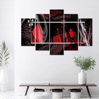 Leinwandbild 5 teilig, Rote Abstraktion 