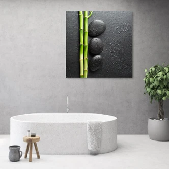 Leinwandbild, Bambus Zen Steine Wellness 