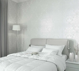 Vliestapete mit ornamentalem Damask-Motiv Grau Ornamental  