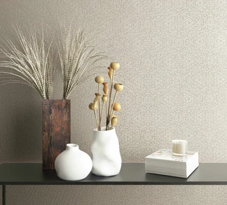 Non-woven wallpaper graphic modern in beige  