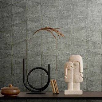 Papier peint intissé à motif géométrique, triangles gris Graphique 