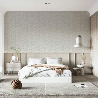 Papier peint intissé à motif géométrique, triangles beige, gris Graphique 