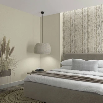Non-woven wallpaper with texture as dotted plain beige solid colour 