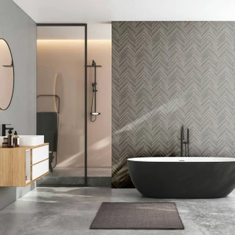 Papier peint intissé avec motif à chevrons et aspect bois gris aspect bois Papier peint intissé avec motif à chevrons et aspect bois gris aspect bois