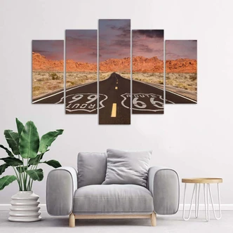 Leinwandbild 5 teilig, Route 66 Road Landschaftsbild 