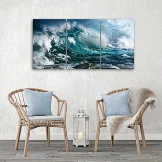 Impression sur toile en 3 parties, vagues de la mer et de l'océan 