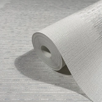 Carta da parati in tessuto non tessuto con texture bianca a righe e linee sottili 