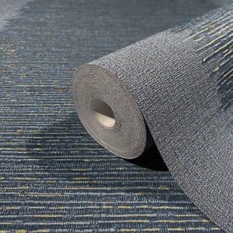 Tapeta z włókniny w paski i drobne linie, niebieska, szara tekstura Tapeta z włókniny w paski i drobne linie, niebieska, szara tekstura