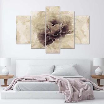 Leinwandbild 5 teilig, Rose Blume Beige Natur 