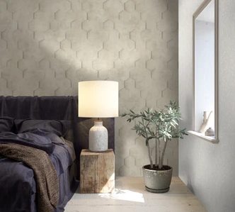 Vliestapete mit 3D-Optik im Wabenmuster beige Grafisch  