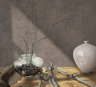 Vliesbehang in betonlook, effen bruin structuur  