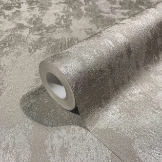 Tapeta flizelinowa z silnym efektem połysku o lekkiej szarej fakturze o wyglądzie betonu 