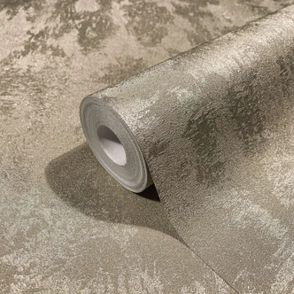 Vliestapete mit starkem Glanzeffekt in leichter Betonoptik platin Struktur 