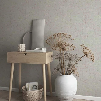 Vliestapete Blumen, Blätter Floral Natur in Grau 
