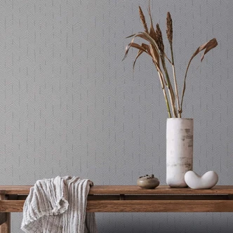 Vliestapete Fischgratmuster, 3D-Optik Grafisch Modern in Grau 