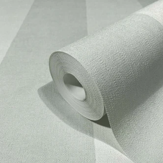 Vliestapete mit Blockstreifen weiß, hellgrün Struktur 