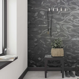 grafisch behang, vliesbehang Kumano zwart 