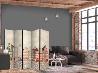 Paravent, Raumteiler freistehend, Trennwand - Solny  Square Against a Sky with Clouds Background, 5-teilig - 225x172 cm 