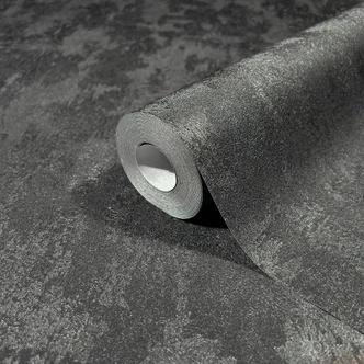 Vliestapete mit schimmerndem Glanz schwarz Uni 