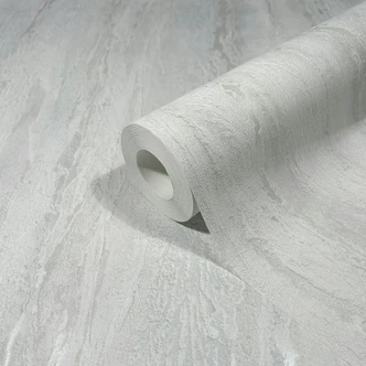 Vliestapete mit glänzender, grober Struktur weiß, grau Putzoptik 
