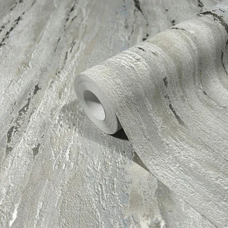 Vliesbehang met glanzende, grove structuur beige, grijze pleisterlook Vliesbehang met glanzende, grove structuur beige, grijze pleisterlook