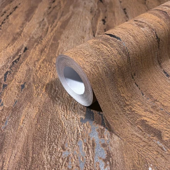 Papel pintado no tejido con aspecto de yeso marrón brillante y de textura gruesa Papel pintado no tejido con aspecto de yeso marrón brillante y de textura gruesa