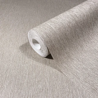 Non-woven tapet i textilutseende med strukturerad yta grå, brun slät 