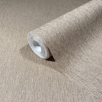 Vliesbehang in textiel look met structuur beige, brown plains 