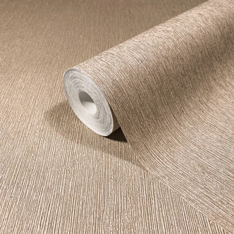 Non-woven tapet i textilutseende med strukturerad yta brun slät 