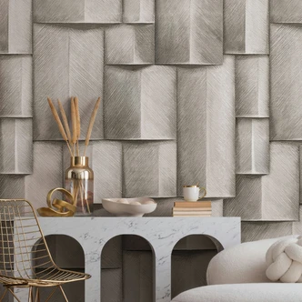 Carta da parati in tessuto non tessuto con motivi in legno geometrici bianco, nero aspetto 3D 2,70 x 1,59 m 