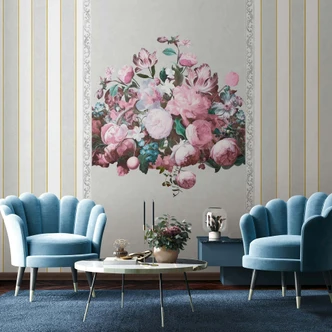 Wall Mural Floral motif Floral Classic, Romantic matt in gray 2,70 x 1,59m 