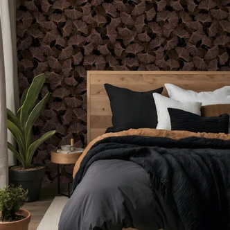 Vliestapete 3D, Blätter Floral Natur matt in Braun 