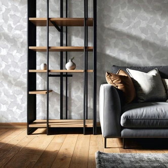 Vliestapete 3D, Blätter Floral Natur matt in Grau 