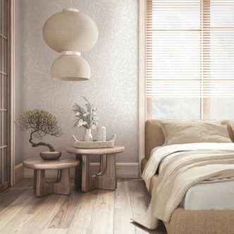 Vliestapete Blätter Floral Natur matt in Weiß Grau 