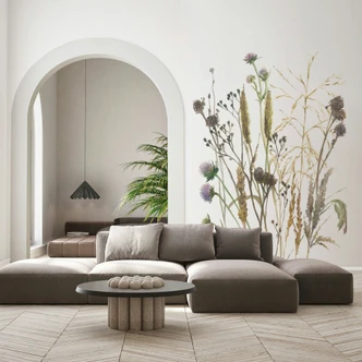 Fotomural flores, hojas naturaleza floral mate en blanco, beige 2,70 x 1,59m Fotomural flores, hojas naturaleza floral mate en blanco, beige 2,70 x 1,59m