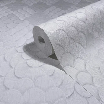 Vliestapete Blumen, 3D-Optik Geometrisch matt in Weiß - Papis Loveday Vliestapete Blumen, 3D-Optik Geometrisch matt in Weiß - Papis Loveday