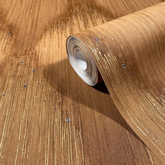 Papier peint intissé rayures strass moderne en marron  