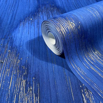 Papier peint intissé rayures strass moderne en bleu  