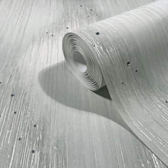 Papier peint intissé rayures strass moderne en vert  