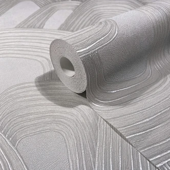 Vliestapete 3D-Optik, Hügel Grafisch Geometrisch in Grau Vliestapete 3D-Optik, Hügel Grafisch Geometrisch in Grau