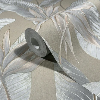 Vliestapete Blumen, Blätter Floral Natur in Beige Vliestapete Blumen, Blätter Floral Natur in Beige