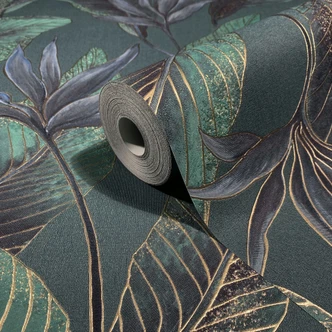 Vliestapete Blumen, Blätter Floral Natur in Grün Vliestapete Blumen, Blätter Floral Natur in Grün