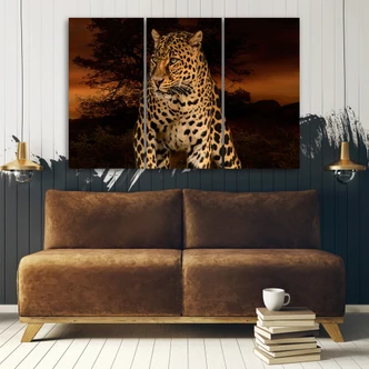 3-delige canvas print Leopard Cat Safari 