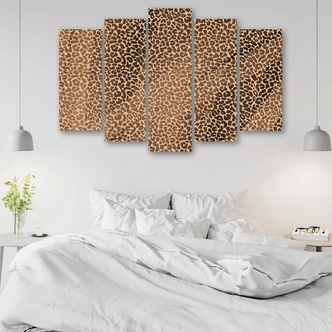 Leinwandbild 5 teilig, Leopard Leopard Pelfpatches Muster 